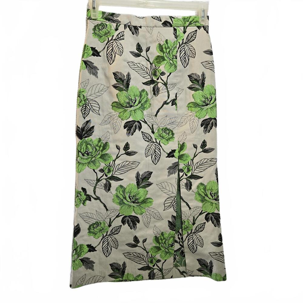SIKA'A Luxury African Metallic Brocade Maxi Skirt Floral Pencil Sz 10
